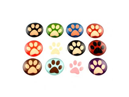 Round cabochon 12 mm, paw print pattern