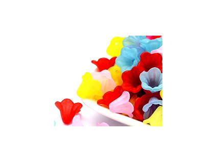 Plastový korálik, tvar zvonek 14x10 mm, mix