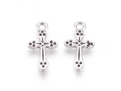 Metal pendant, cross 19x10.5 mm, antique silver color