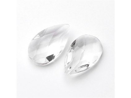 Glass pendant, pear 38x22.5 mm, crystal
