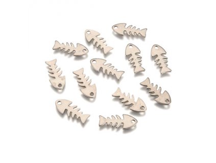 Metal pendant, fish skeleton 18x8mm, steel 201