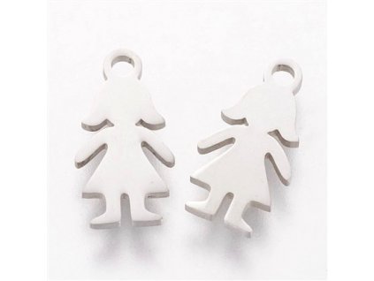 Kovový prívesok, dievča 14x7,2 mm, oceľ 304