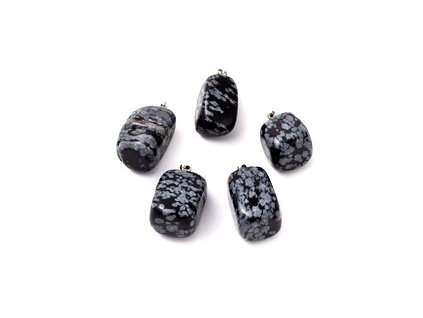 Přívěšek - obsidián vločkový, 23-30x13-22 mm