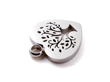 Metal pendant, heart 12x11x1.5 mm, steel 304