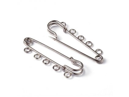 Safety pin with loops - 50x16 mm, platinum color