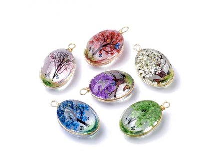 Glass pendant with flower 23x13x10 mm