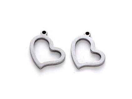 Metal pendant, heart 13x12x1 mm, steel 304