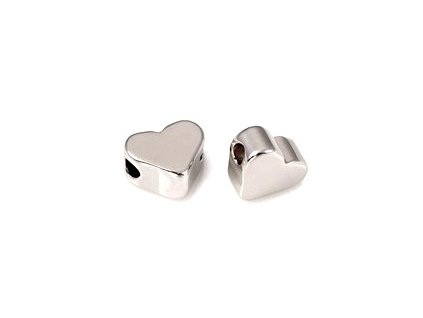 Kovové korálky, srdíčko 6x5,5x3 mm, barva platina