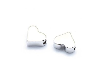 Kovové korálky, srdíčko 6x7x3 mm, barva platina