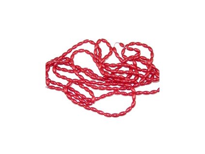 Plastic bead, rice shape 8x4 mm, red wax