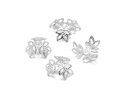 Decorative bead cap, 14mm, silver