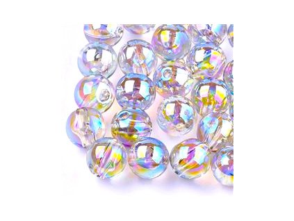 Plastic bead, 4 mm round shape, clear with AB