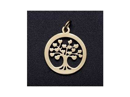 Kovový prívesok, strom života 17x15x1 mm, oceľ 304, farba zlatá
