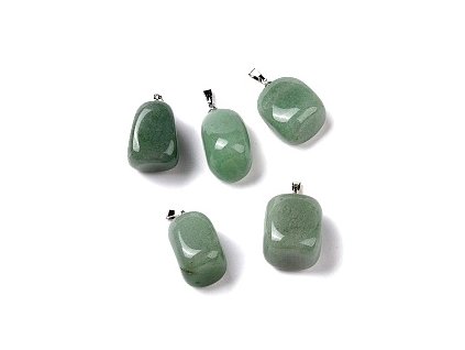 Pendant - green aventurine, 23-30x13-22 mm