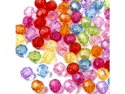Plastové korálky (brúsené), 8 mm, farba mix