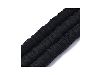 Polymerové korálky Heishi 6x1 mm, farba čierna