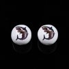 Wooden beads with animal prints 16 mm