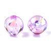 Plastic bead, 8 mm round shape, clear light purple with AB