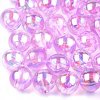 Plastic bead, 8 mm round shape, clear light purple with AB