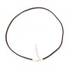 Imitation leather necklace with clasp, 45 cm, brown