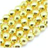 Faceted hematite beads, 3 mm, electroplated, 03 golden plated