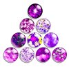 Round cabochon, 25 mm, purple flowers (1089)