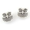 Kovový korálek sova 11x11x8 mm, barva starostříbro
