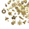 Kovové prívesky, mix 9-26 mm, farba starozlato