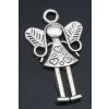Kovový přívěšek, andělka 25x15 mm, barva starostříbro