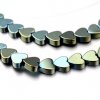 Hematite with coating, mix of colors, heart 6x2 mm
