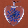 Glass pendant, heart with flower 28x20x11 mm