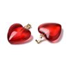 Glass pendant, heart 22x20.5x7mm, color red
