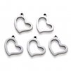 Metal pendant, heart 13x12x1 mm, steel 304