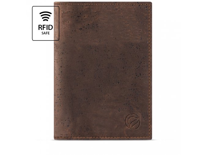 Passport Wallet Brown Cork Front RFID