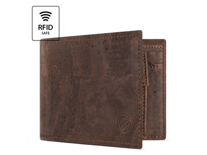 Cork Wallet With Coin Pocket Brown Open