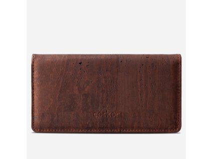 slim women wallet cork brown front