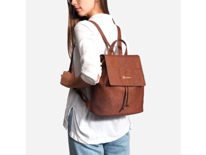 cork backpack red shoulder