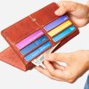 slim women wallet cork red notes