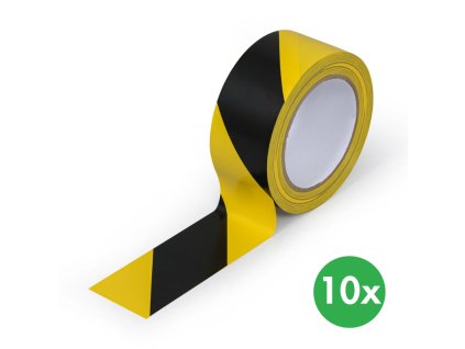 pvc vystrazna paska 50 mm x 33 m baleni 10 ks cerno zluta 143243