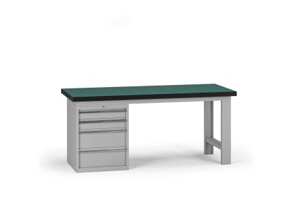 pracovni stul do dilny g8 1800 x 750 x 800 mm 1x kontejner 4 zasuvky seda 138310