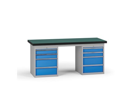 pracovni stul do dilny g8 1800 x 750 x 800 mm 2x kontejner 8 zasuvek modra 138321