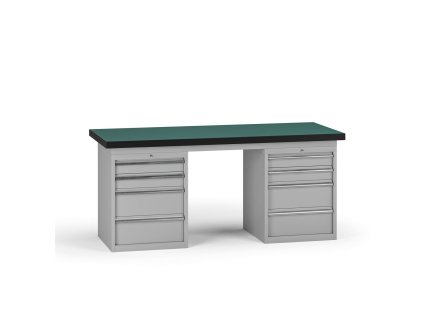 pracovni stul do dilny g8 1800 x 750 x 800 mm 2x kontejner 8 zasuvek seda 138322