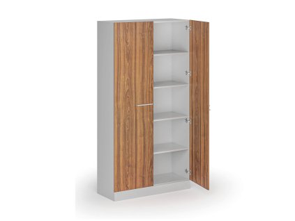 kovova spisova skrin s drevenymi dvermi demontovana 1950 x 1000 x 400 mm orech 139282