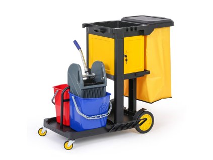profesionalni uklidovy vozik se 2 kbeliky drzaky mopu skrinkou a pytlem s vikem 1120 710 990 mm 144324