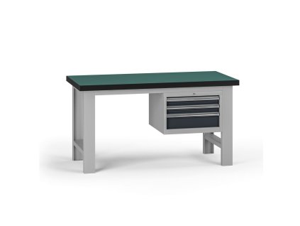 pracovni stul do dilny g8 1500 x 750 x 800 mm 1x kontejner 3 zasuvky grafit 138159