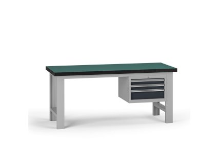 pracovni stul do dilny g8 1800 x 750 x 800 mm 1x kontejner 3 zasuvky grafit 138295