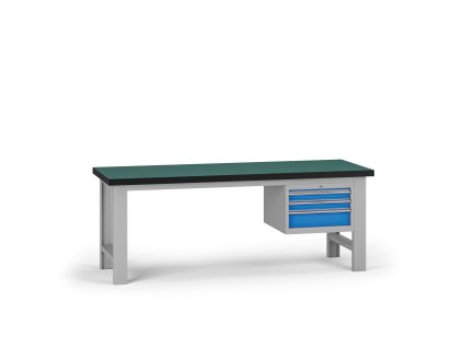 pracovni stul do dilny g8 2100 x 750 x 800 mm 1x kontejner 3 zasuvky modra 137993