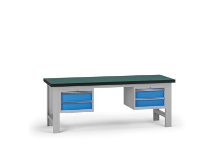 pracovni stul do dilny g8 2100 x 750 x 800 mm 2x kontejner 4 zasuvky modra 137996