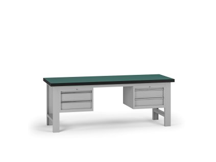 pracovni stul do dilny g8 2100 x 750 x 800 mm 2x kontejner 4 zasuvky seda 137997