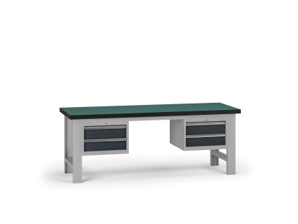 pracovni stul do dilny g8 2100 x 750 x 800 mm 2x kontejner 4 zasuvky grafit 137998